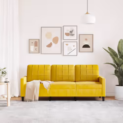 vidaXL Divano a 3 Posti Giallo 180 cm in Velluto - Vista aggiuntiva 3