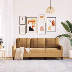 vidaXL Divano a 3 Posti Marrone 180 cm in Velluto - Vista aggiuntiva 3