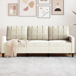 vidaXL Divano a 3 Posti Crema 180 cm in Velluto