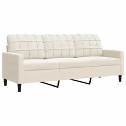 vidaXL Divano a 3 Posti Crema 180 cm in Velluto - Vista aggiuntiva 2