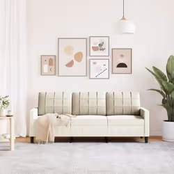 vidaXL Divano a 3 Posti Crema 180 cm in Velluto - Vista aggiuntiva 3