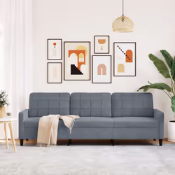 vidaXL Divano a 3 Posti Grigio Scuro 210 cm in Velluto - Vista aggiuntiva 3
