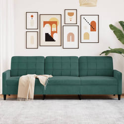vidaXL Divano a 3 Posti Verde Scuro 210 cm in Velluto