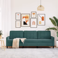 vidaXL Divano a 3 Posti Verde Scuro 210 cm in Velluto - Vista aggiuntiva 3