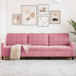 vidaXL Divano a 3 Posti rosa 210 cm in Velluto