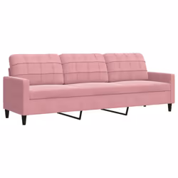 vidaXL Divano a 3 Posti rosa 210 cm in Velluto - Vista aggiuntiva 2