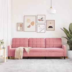 vidaXL Divano a 3 Posti rosa 210 cm in Velluto - Vista aggiuntiva 3