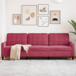 vidaXL Divano a 3 Posti Rosso Vino 210 cm in Velluto