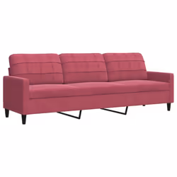 vidaXL Divano a 3 Posti Rosso Vino 210 cm in Velluto - Vista aggiuntiva 2