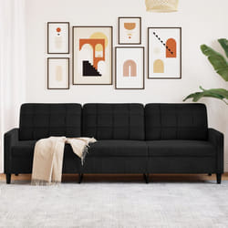 vidaXL Divano a 3 Posti Nero 210 cm in Velluto