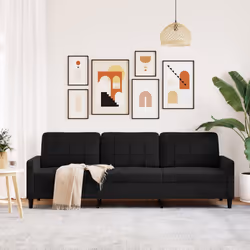 vidaXL Divano a 3 Posti Nero 210 cm in Velluto - Vista aggiuntiva 3