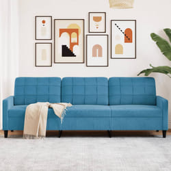 vidaXL Divano a 3 Posti Blu 210 cm in Velluto