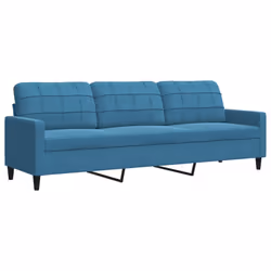 vidaXL Divano a 3 Posti Blu 210 cm in Velluto - Vista aggiuntiva 2