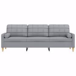 vidaXL Divano a 3 Posti con Cuscini Grigio Chiaro 210 cm in Tessuto - Vista aggiuntiva 3