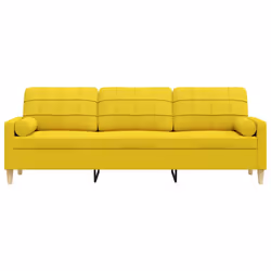 vidaXL Divano a 3 Posti con Cuscini Giallo Chiaro 210 cm in Tessuto - Vista aggiuntiva 3