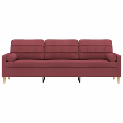 vidaXL Divano a 3 Posti con Cuscini Rosso Vino 210 cm in Tessuto - Vista aggiuntiva 3