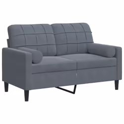 vidaXL Divano a 2 Posti con Cuscini Grigio Scuro 120 cm in Velluto - Vista aggiuntiva 2