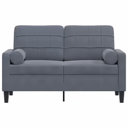 vidaXL Divano a 2 Posti con Cuscini Grigio Scuro 120 cm in Velluto - Vista aggiuntiva 3