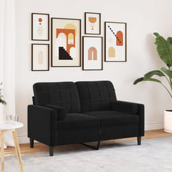 vidaXL Divano a 2 Posti con Cuscini Nero 120 cm in Velluto