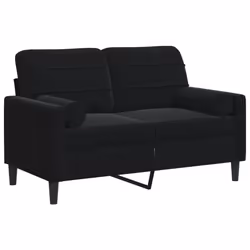 vidaXL Divano a 2 Posti con Cuscini Nero 120 cm in Velluto - Vista aggiuntiva 2