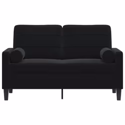 vidaXL Divano a 2 Posti con Cuscini Nero 120 cm in Velluto - Vista aggiuntiva 3
