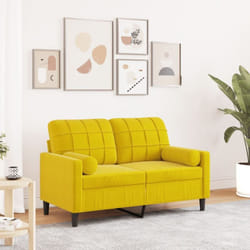 Vidaxl - Divano a 2 Posti con Cuscini Giallo 120 cm in Velluto 912623