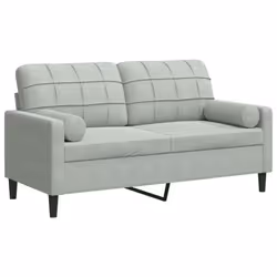 vidaXL Divano a 2 Posti con Cuscini Grigio Chiaro 140 cm in Velluto - Vista aggiuntiva 2