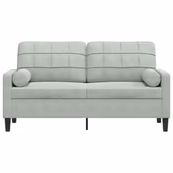 vidaXL Divano a 2 Posti con Cuscini Grigio Chiaro 140 cm in Velluto - Vista aggiuntiva 3