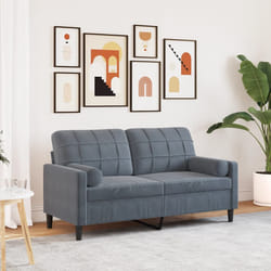 vidaXL Divano a 2 Posti con Cuscini Grigio Scuro 140 cm in Velluto