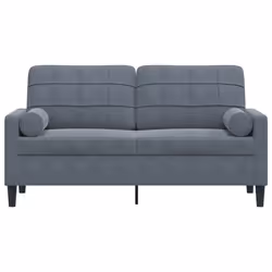 vidaXL Divano a 2 Posti con Cuscini Grigio Scuro 140 cm in Velluto - Vista aggiuntiva 3