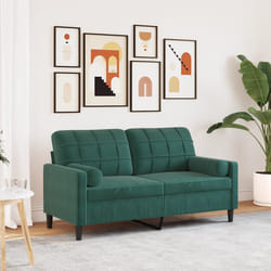 vidaXL Divano a 2 Posti con Cuscini Verde Scuro 140 cm in Velluto
