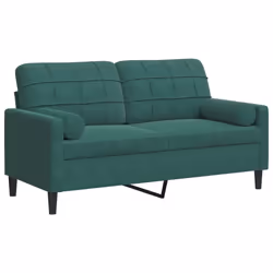 vidaXL Divano a 2 Posti con Cuscini Verde Scuro 140 cm in Velluto - Vista aggiuntiva 2