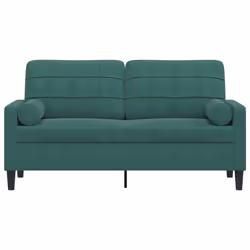 vidaXL Divano a 2 Posti con Cuscini Verde Scuro 140 cm in Velluto - Vista aggiuntiva 3
