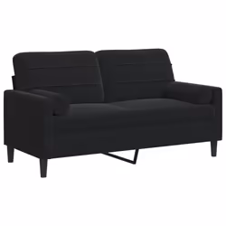 vidaXL Divano a 2 Posti con Cuscini Nero 140 cm in Velluto - Vista aggiuntiva 2