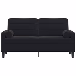 vidaXL Divano a 2 Posti con Cuscini Nero 140 cm in Velluto - Vista aggiuntiva 3