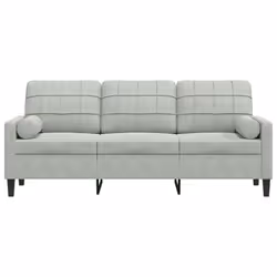 vidaXL Divano a 3 Posti con Cuscini Grigio Chiaro 180 cm in Velluto - Vista aggiuntiva 3