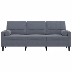 vidaXL Divano a 3 Posti con Cuscini Grigio Scuro 180 cm in Velluto - Vista aggiuntiva 3