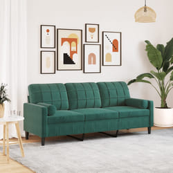 vidaXL Divano a 3 Posti con Cuscini Verde Scuro 180 cm in Velluto