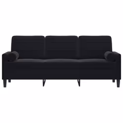 vidaXL Divano a 3 Posti con Cuscini Nero 180 cm in Velluto - Vista aggiuntiva 3