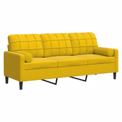 vidaXL Divano a 3 Posti con Cuscini Giallo 180 cm in Velluto - Vista aggiuntiva 2