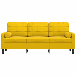vidaXL Divano a 3 Posti con Cuscini Giallo 180 cm in Velluto - Vista aggiuntiva 3
