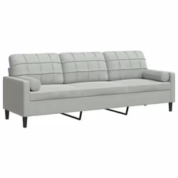 vidaXL Divano a 3 Posti con Cuscini Grigio Chiaro 210 cm in Velluto - Vista aggiuntiva 2
