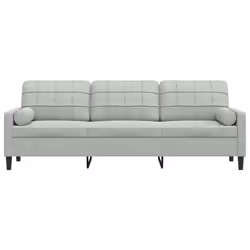 vidaXL Divano a 3 Posti con Cuscini Grigio Chiaro 210 cm in Velluto - Vista aggiuntiva 3