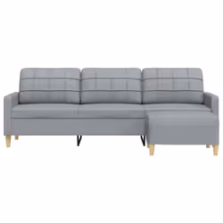 vidaXL Divano a 3 Posti con Poggiapiedi Grigio Chiaro 210cm in Tessuto - Vista aggiuntiva 3