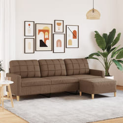 Vidaxl - Divano a 3 Posti con Poggiapiedi Marrone 210cm in Tessuto
