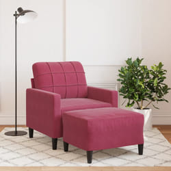 vidaXL Poltrona con Poggiapiedi Rosso Vino 60 cm in Velluto