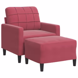 vidaXL Poltrona con Poggiapiedi Rosso Vino 60 cm in Velluto - Vista aggiuntiva 2