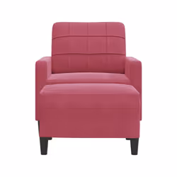 vidaXL Poltrona con Poggiapiedi Rosso Vino 60 cm in Velluto - Vista aggiuntiva 3