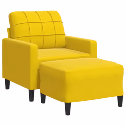 vidaXL Poltrona con Poggiapiedi Giallo 60 cm in Velluto - Vista aggiuntiva 2