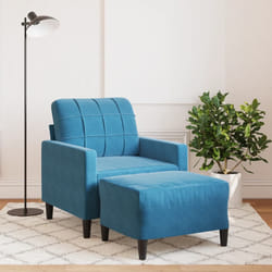 vidaXL Poltrona con Poggiapiedi Blu 60 cm in Velluto
